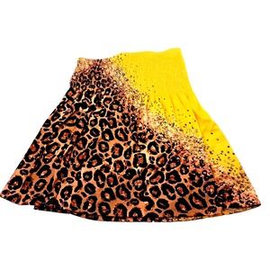 Leopard Print And Yellow Sleeveless Sundress‎ / Long Shirt Stretch Fit and Flare